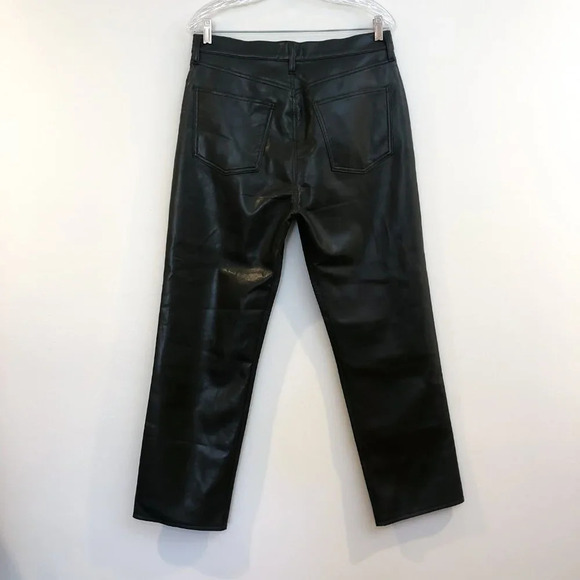 AGOLDE 100% Recycled Leather 90's Pinch Waist Green Straight Leg Pants 31 NWT - Picture 8 of 12